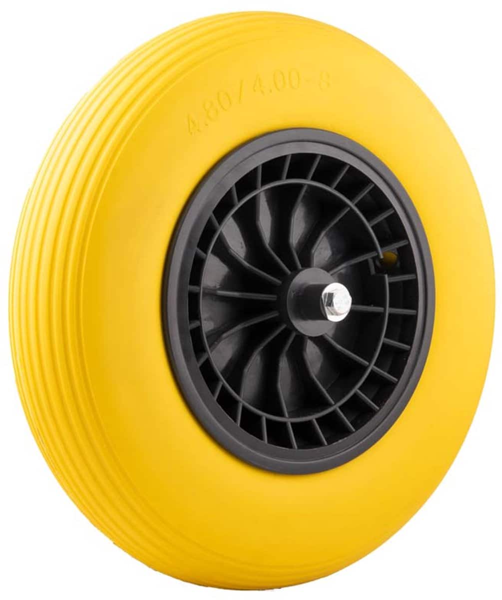 Kruiwagen wiel geel met as