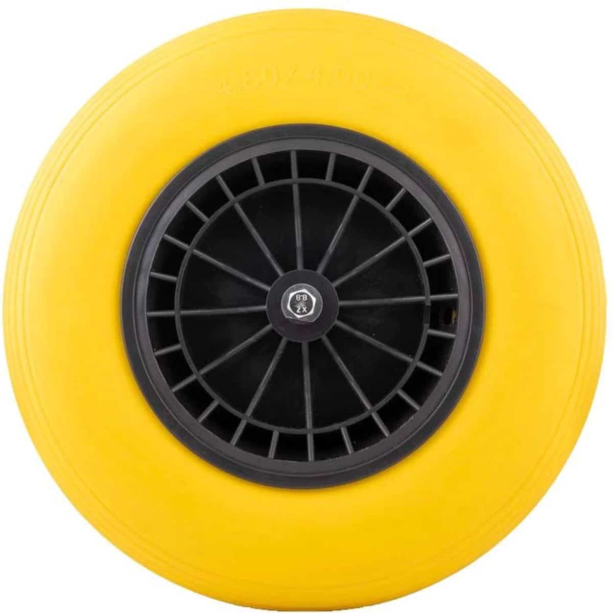 Kruiwagen wiel geel met as