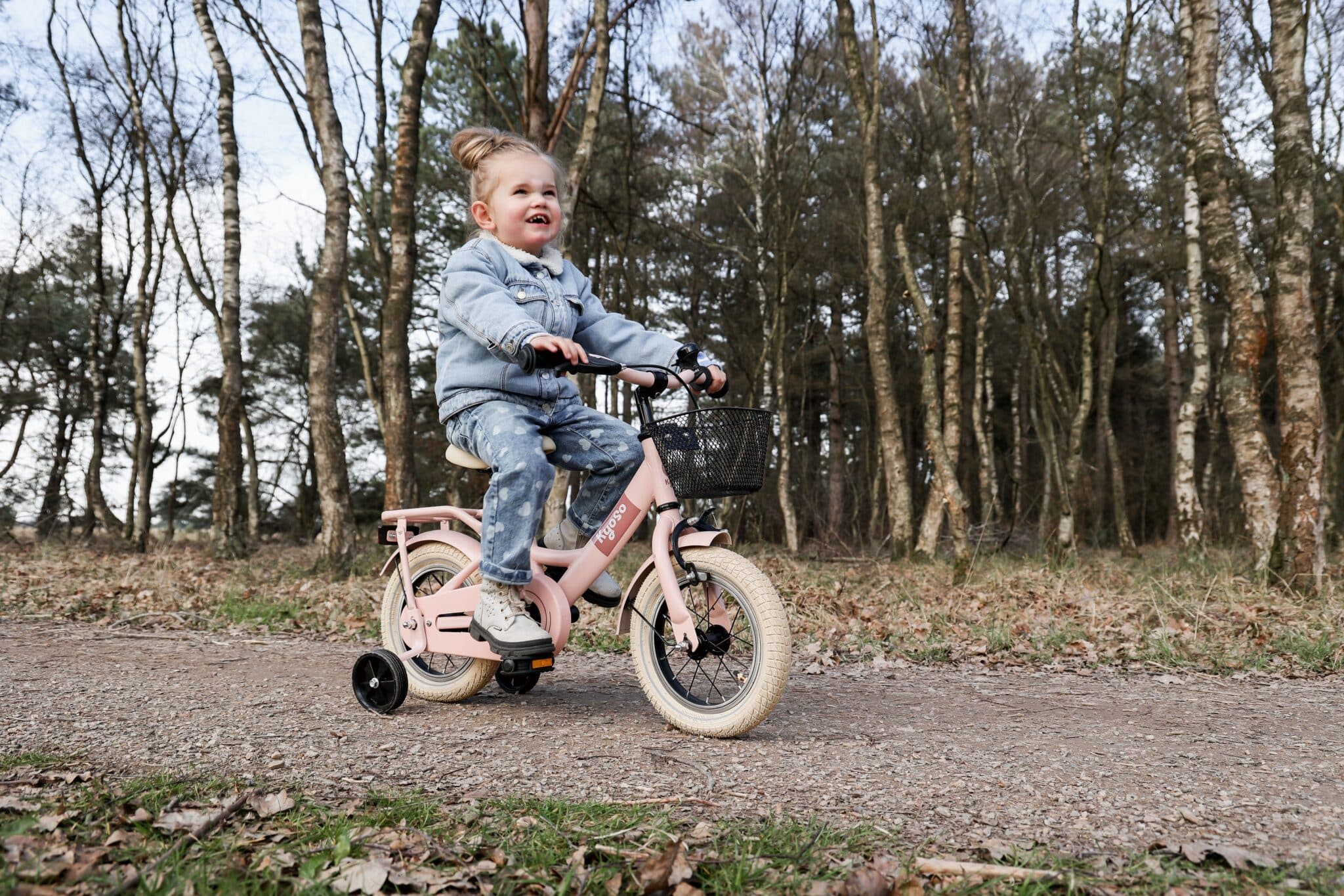 Kinderfiets Kyoso Sparkle 12 inch met remnaaf - Mat Roze