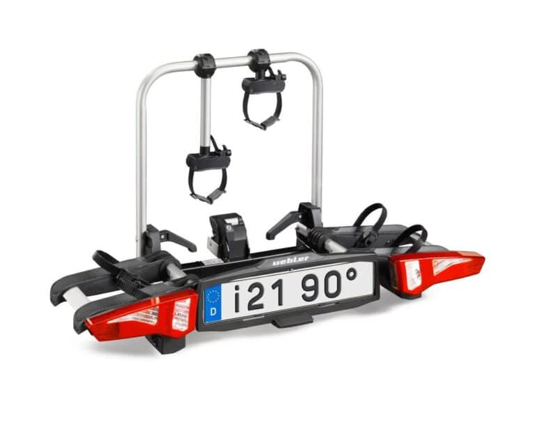 Uebler i21 Z90 trekhaakdrager voor 2 fietsen met IQ-sluiting en kantelbaar frame