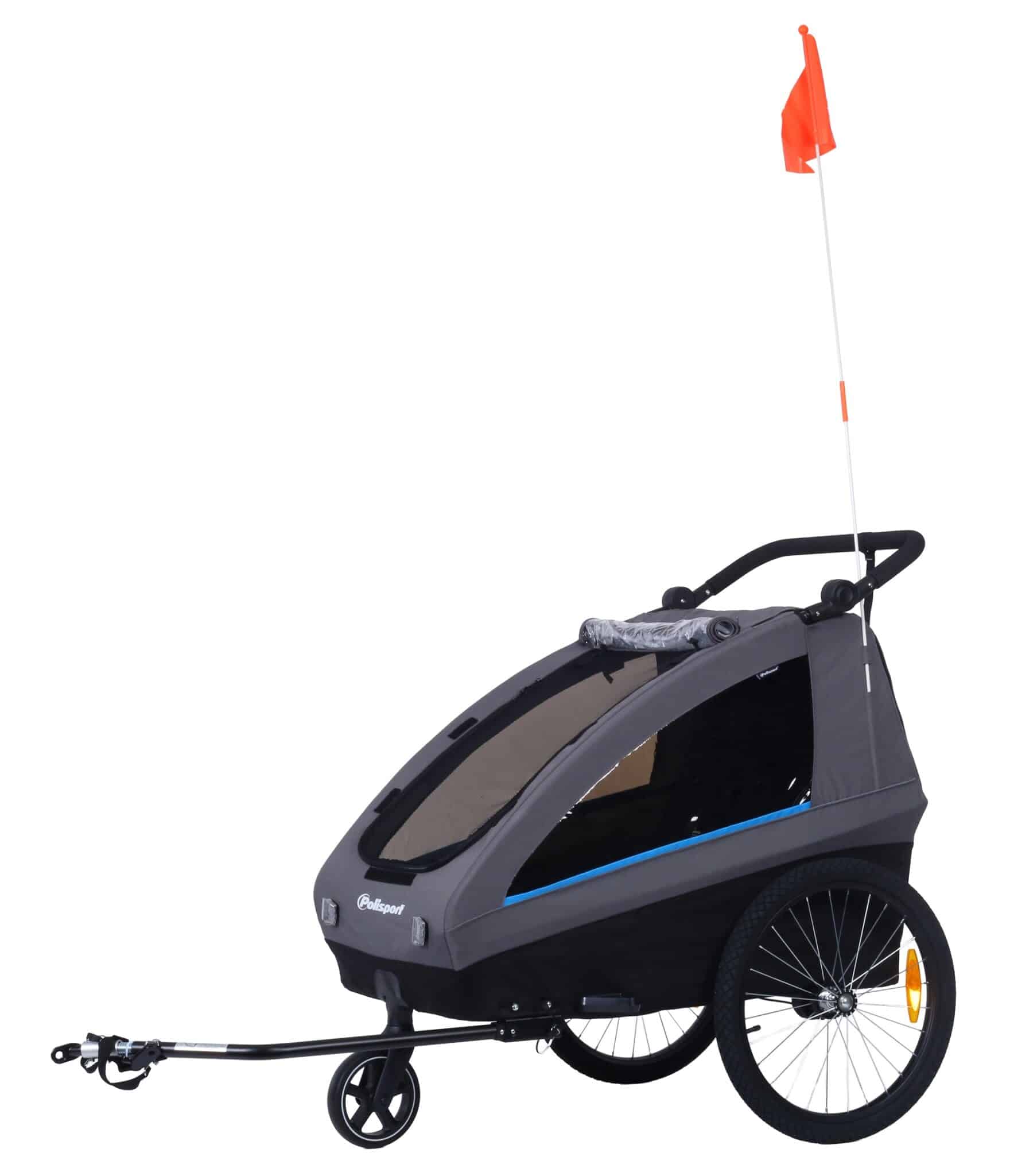 Polisport Kinderfietskar Grijs/Zwart Vouwbaar Asbevestiging