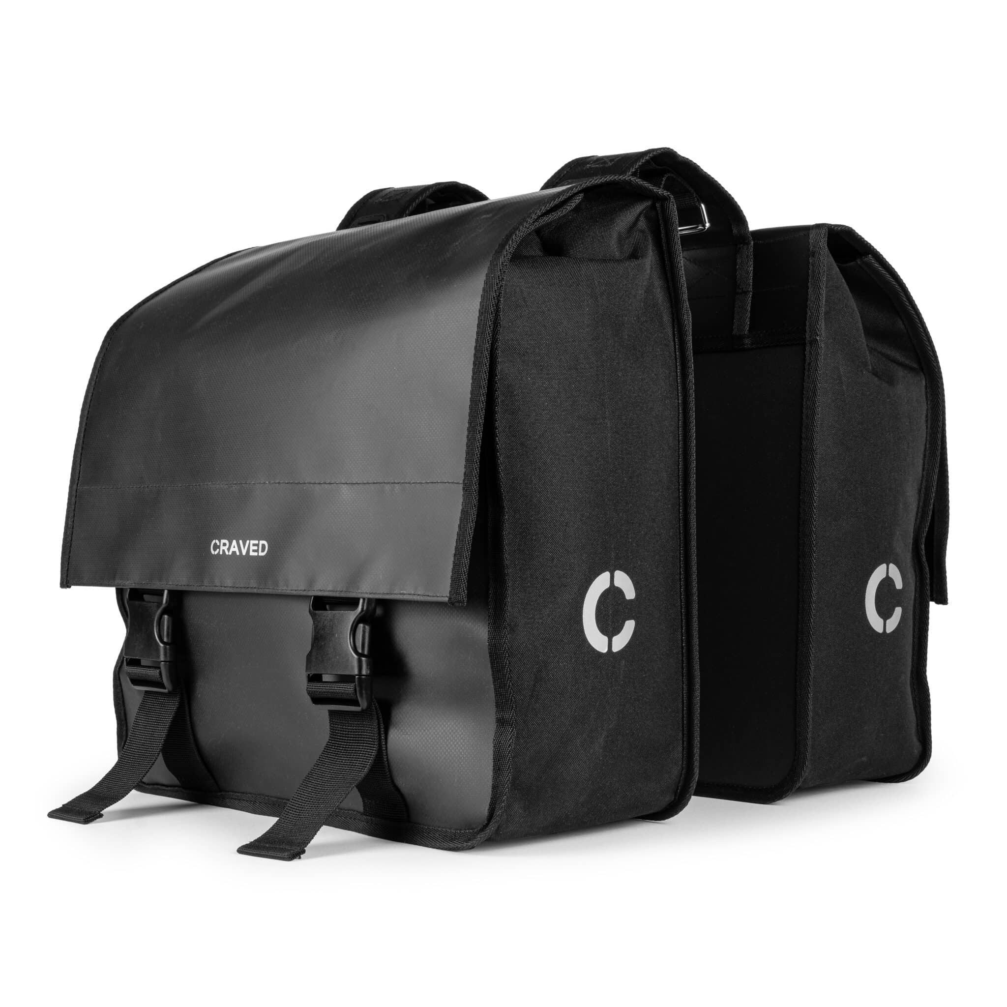 Craved Dubbele Fietstas Flow – Zwart – 38 Liter