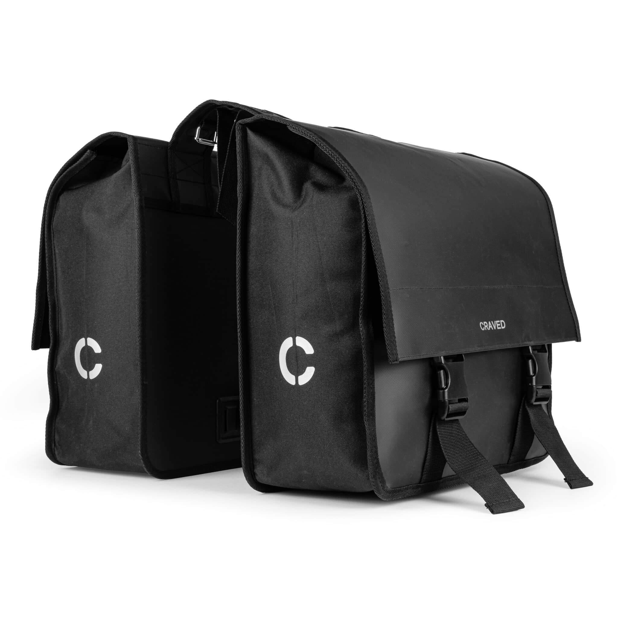 Craved Dubbele Fietstas Flow – Zwart – 38 Liter