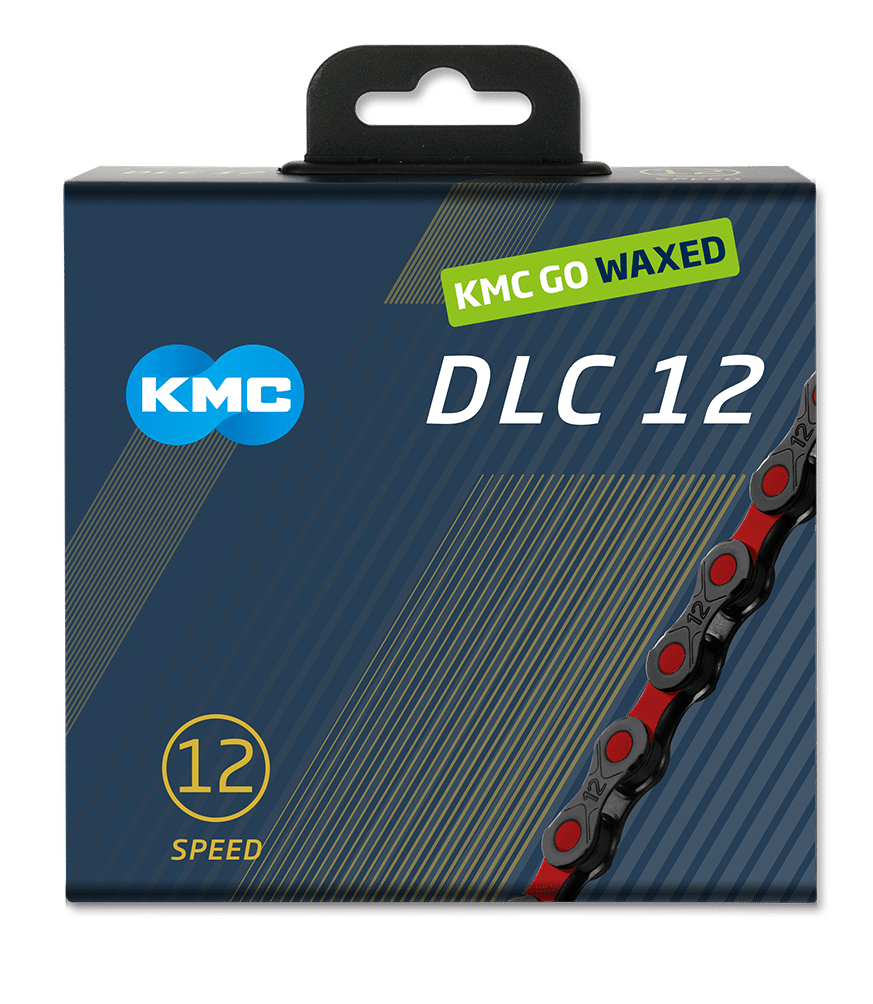 KMC Ketting DLC12 Zwart/Rood 126 Schakels Waxed