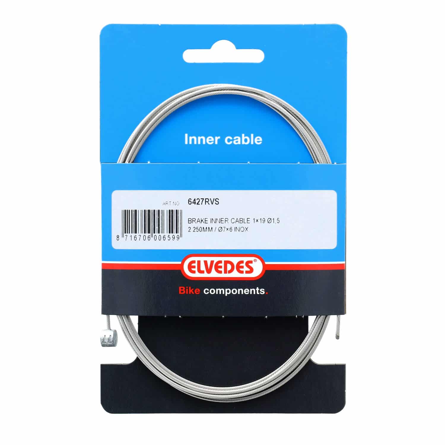 Elvedes Rem Binnenkabel RVS 2250mm T-nippel 7x6mm