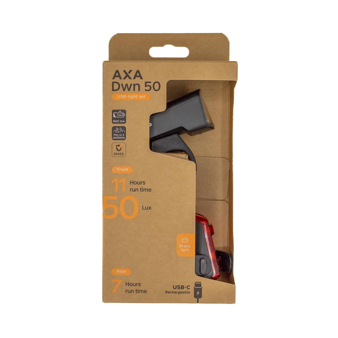 Axa verlichtingsset DWN 50 usb 50 lux